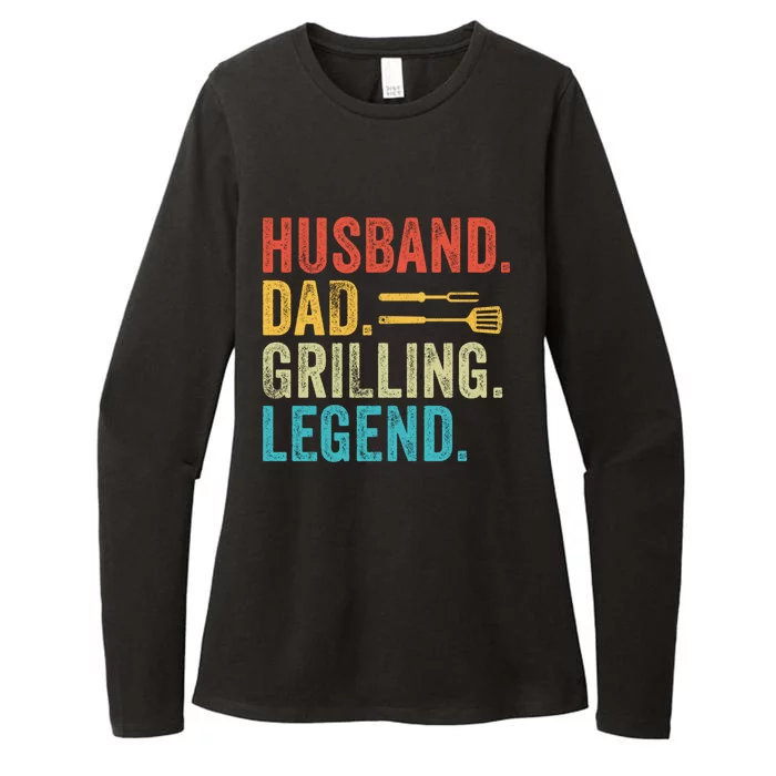 Husband Grill Dad Legend Vintage Grilling Bbq Fathers Day Gift Womens CVC Long Sleeve Shirt