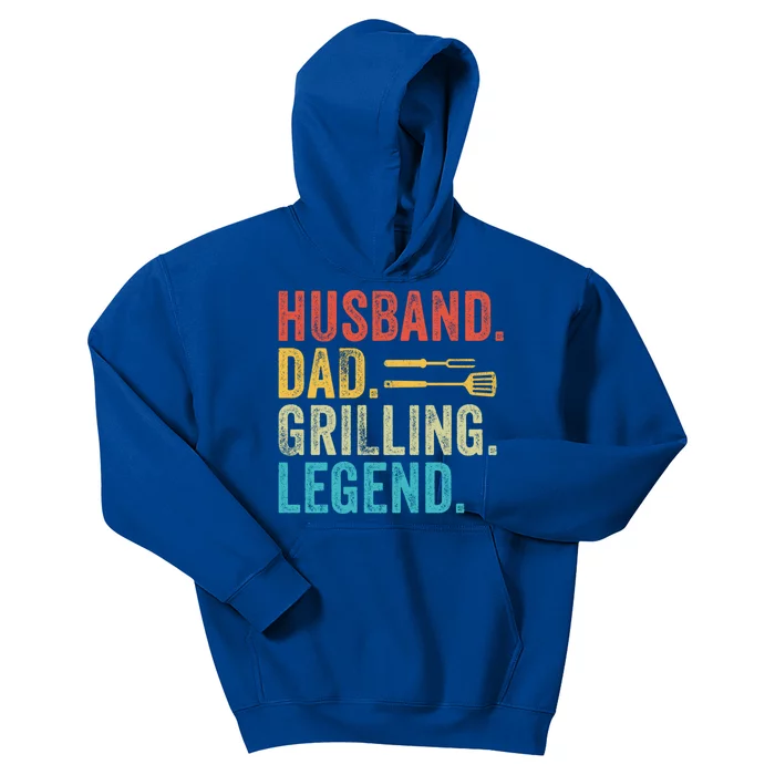 Husband Grill Dad Legend Vintage Grilling Bbq Fathers Day Gift Kids Hoodie