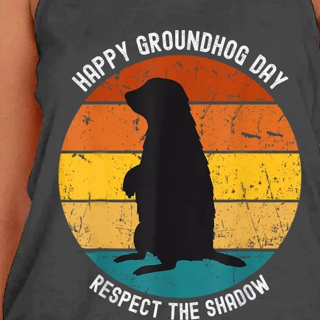 Happy Groundhog Day Lovers Costume Women's Knotted Racerback Tank