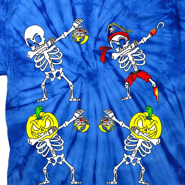 Halloween Gift Dancing Skeletons Pumpkin Pirate Dab Gift Tie-Dye T-Shirt