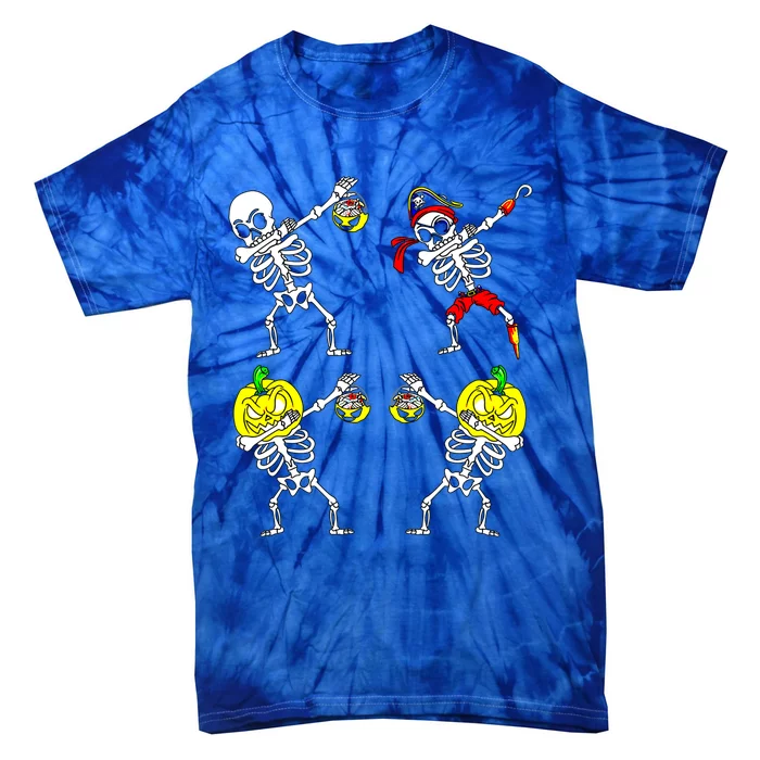 Halloween Gift Dancing Skeletons Pumpkin Pirate Dab Gift Tie-Dye T-Shirt