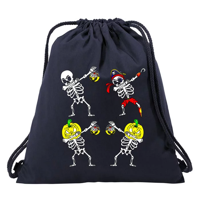 Halloween Gift Dancing Skeletons Pumpkin Pirate Dab Gift Drawstring Bag