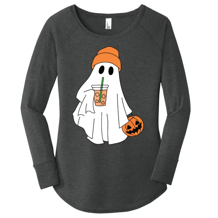 Halloween Ghost Drinking Coffee Ghost Ice Coffee Women Women's Perfect Tri Tunic Long Sleeve Shirt