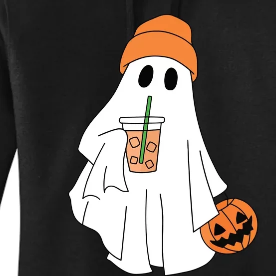 Halloween Ghost Drinking Coffee Ghost Ice Coffee Women Women's Pullover Hoodie