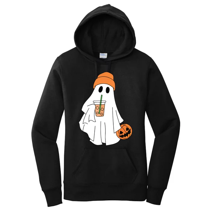 Halloween Ghost Drinking Coffee Ghost Ice Coffee Women Women's Pullover Hoodie