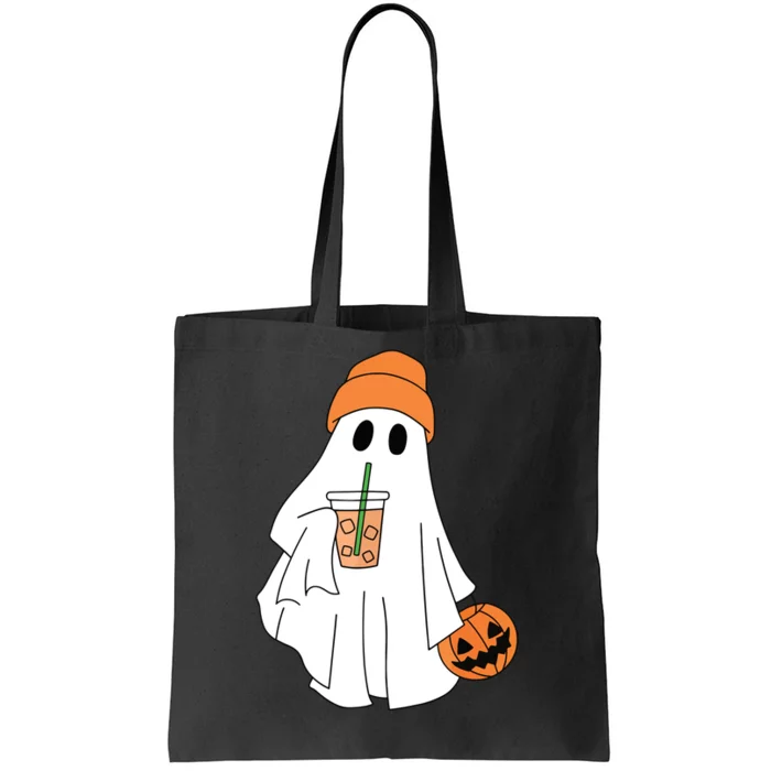 Halloween Ghost Drinking Coffee Ghost Ice Coffee Women Tote Bag