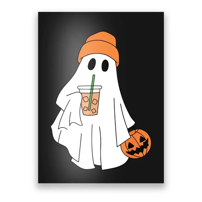 Halloween Ghost Drinking Coffee Ghost Ice Coffee Women Poster