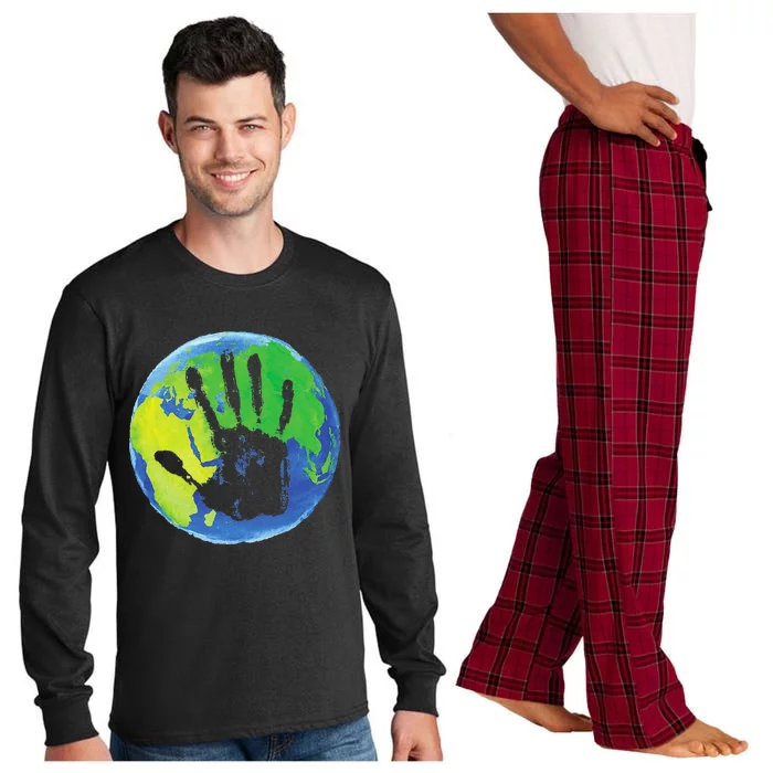 Handprint Globe Earth Day Long Sleeve Pajama Set