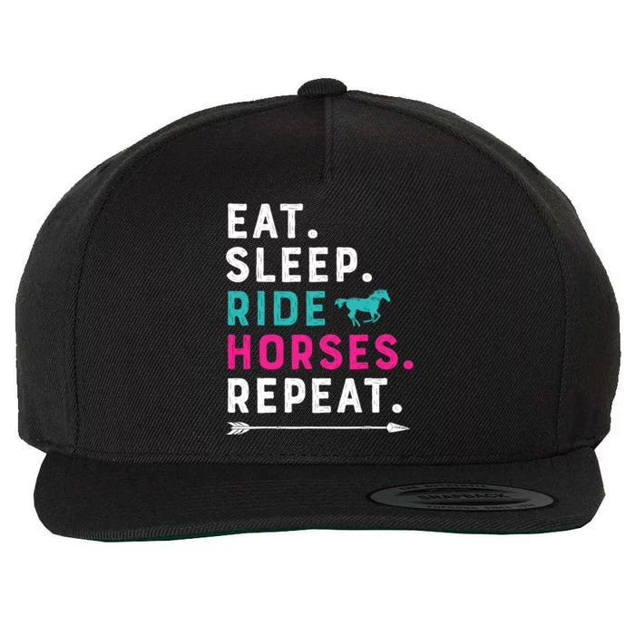 Horse Girl Eat Sleep Ride Horses Repeat Horseback Riding Wool Snapback Cap