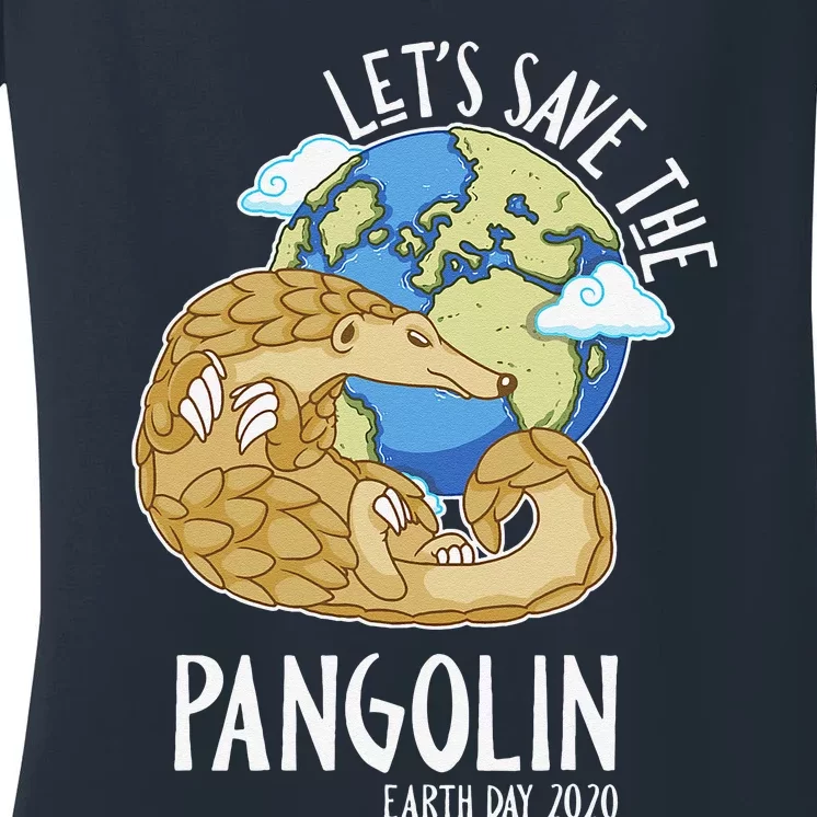 Happy Green Earth Day Let's Save The Pangolin Species Women's V-Neck T-Shirt