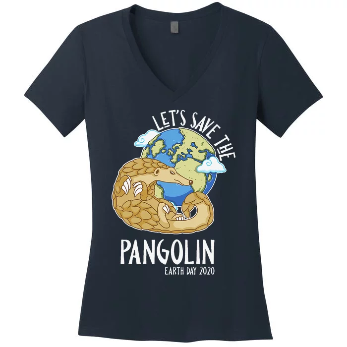 Happy Green Earth Day Let's Save The Pangolin Species Women's V-Neck T-Shirt