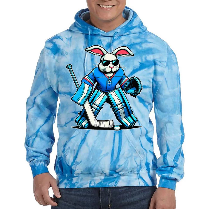 Hockey Goalie Easter Bunny Eggs Tie Dye Hoodie