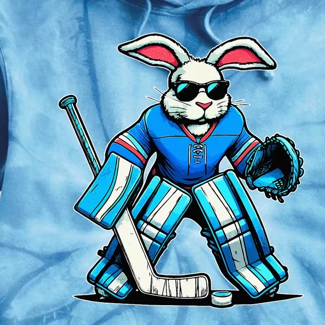 Hockey Goalie Easter Bunny Eggs Tie Dye Hoodie