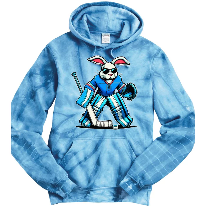 Hockey Goalie Easter Bunny Eggs Tie Dye Hoodie