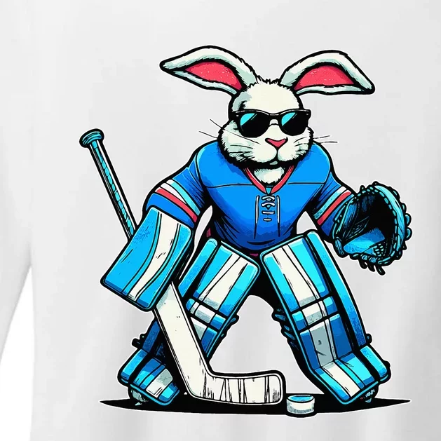 Hockey Goalie Easter Bunny Eggs Womens CVC Long Sleeve Shirt