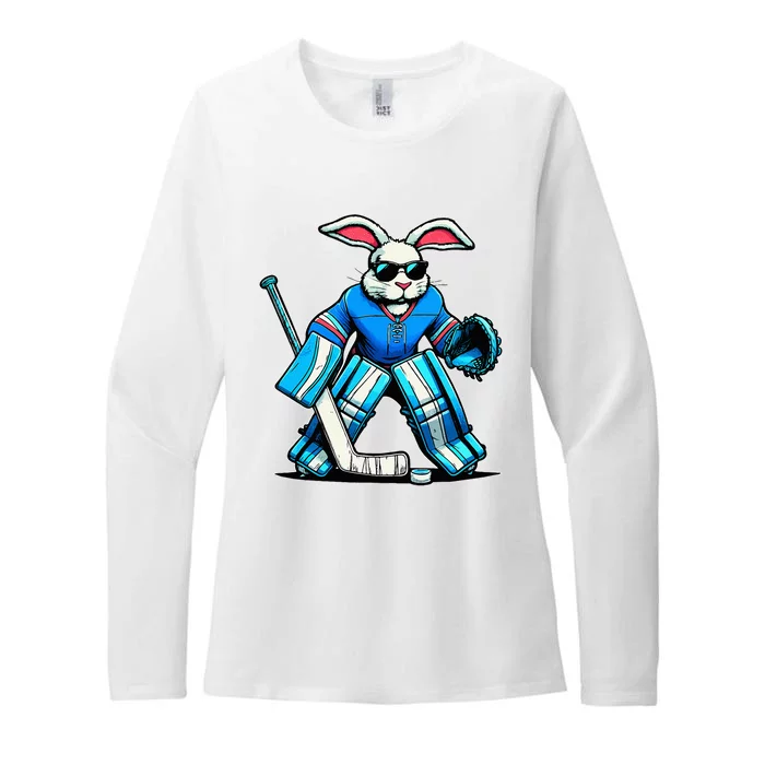 Hockey Goalie Easter Bunny Eggs Womens CVC Long Sleeve Shirt