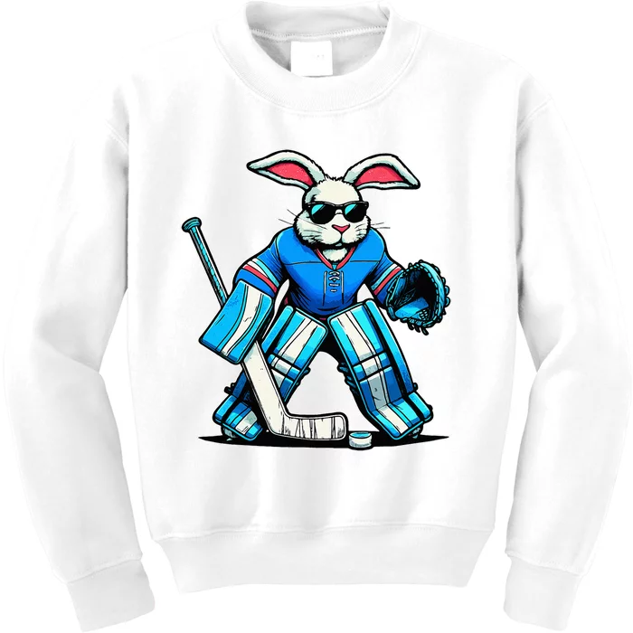 Hockey Goalie Easter Bunny Eggs Kids Sweatshirt