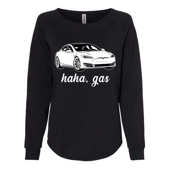 Haha Gas Electric Car Womens California Wash Sweatshirt