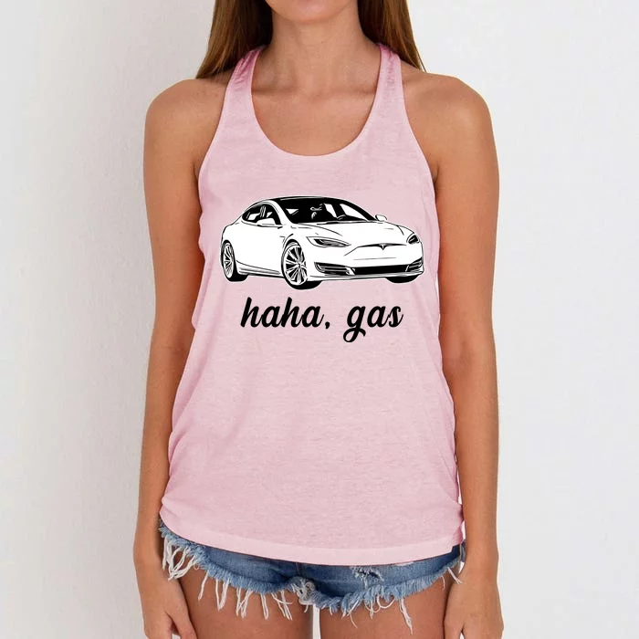 Haha Gas Electric Car Women's Knotted Racerback Tank