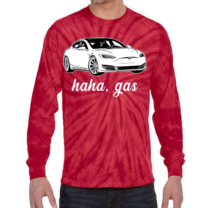 Haha Gas Electric Car Tie-Dye Long Sleeve Shirt