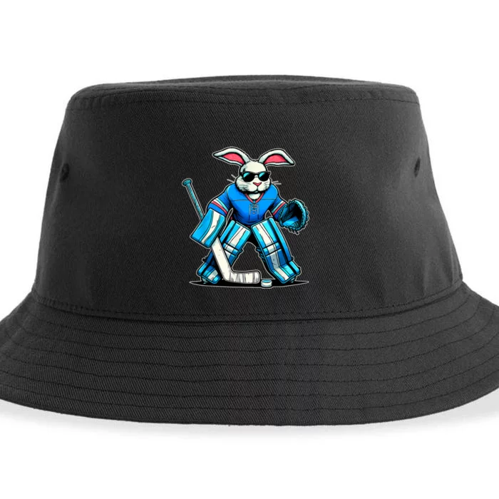 Hockey Goalie Easter Bunny Eggs Sustainable Bucket Hat