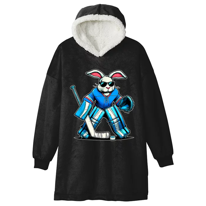 Hockey Goalie Easter Bunny Eggs Hooded Wearable Blanket