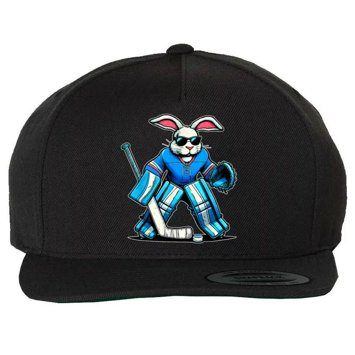 Hockey Goalie Easter Bunny Eggs Wool Snapback Cap