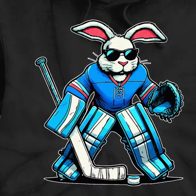 Hockey Goalie Easter Bunny Eggs Tie Dye Hoodie