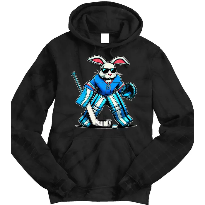 Hockey Goalie Easter Bunny Eggs Tie Dye Hoodie