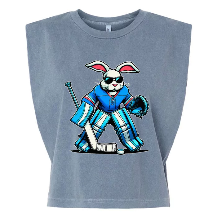 Hockey Goalie Easter Bunny Eggs Garment-Dyed Women's Muscle Tee