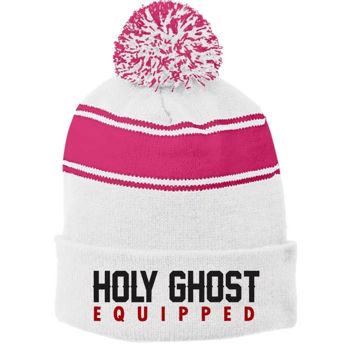 Holy Ghost Equipped Stripe Pom Pom Beanie