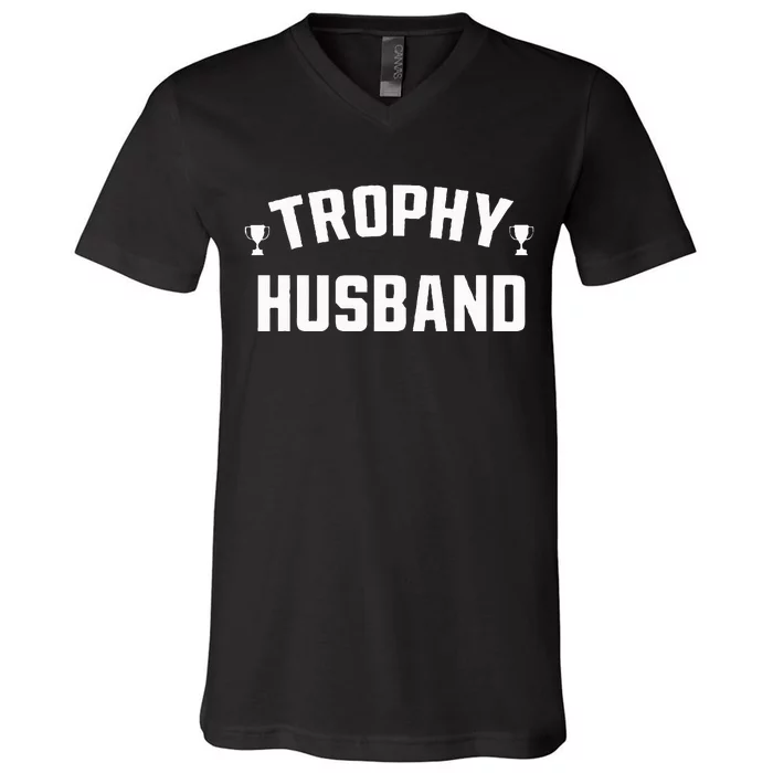 Husband Gift Funny Fun Design Trophy V-Neck T-Shirt