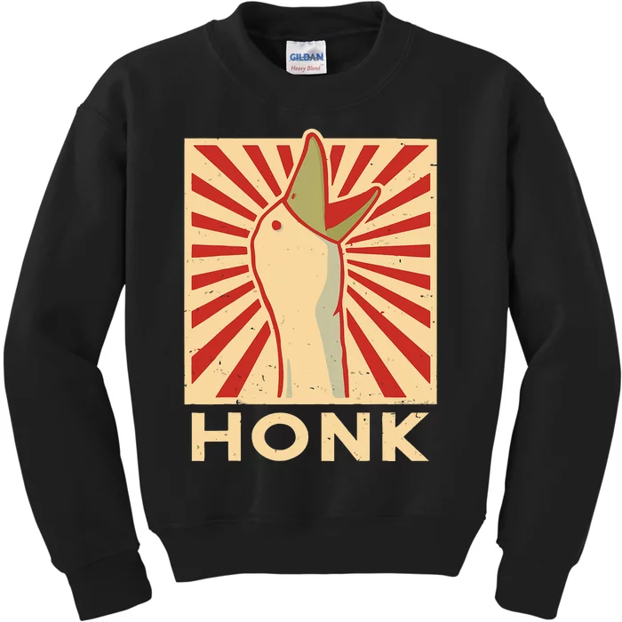 Honk goose  Funny Duck chicken meme Idea Kids Sweatshirt