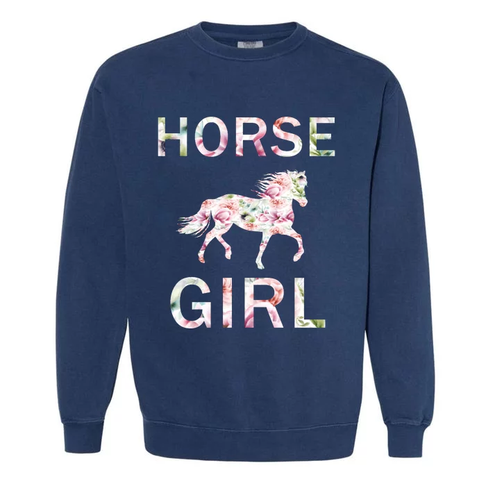 Horse Girl Floral Garment-Dyed Sweatshirt