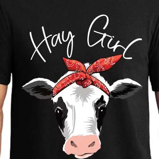 Hay Girl Farmer Funny Cattle Cow Farm Lovers Gift Women Kids Pajama Set