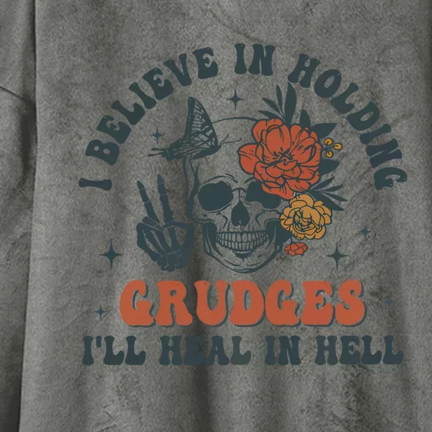 Holding Grudges Floral Skull Hooded Wearable Blanket