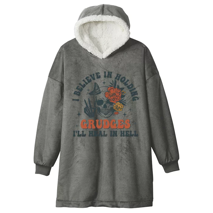 Holding Grudges Floral Skull Hooded Wearable Blanket