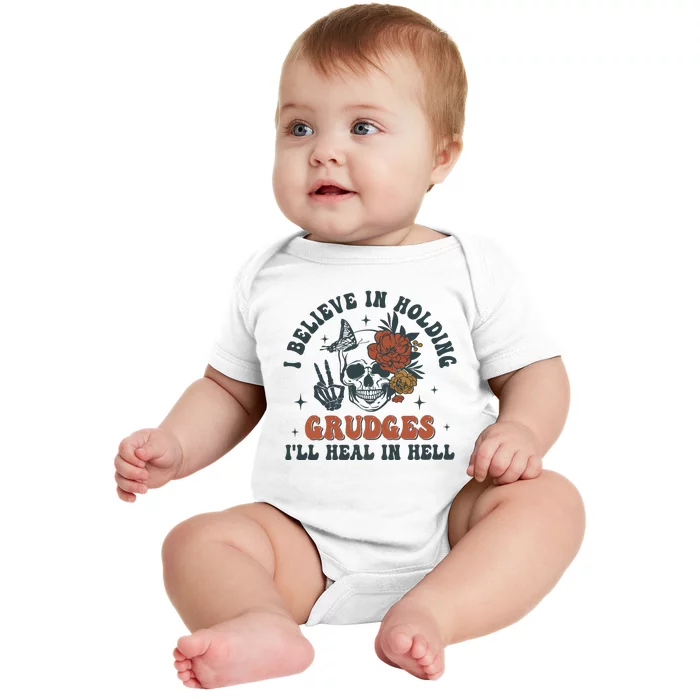 Holding Grudges Floral Skull Baby Bodysuit