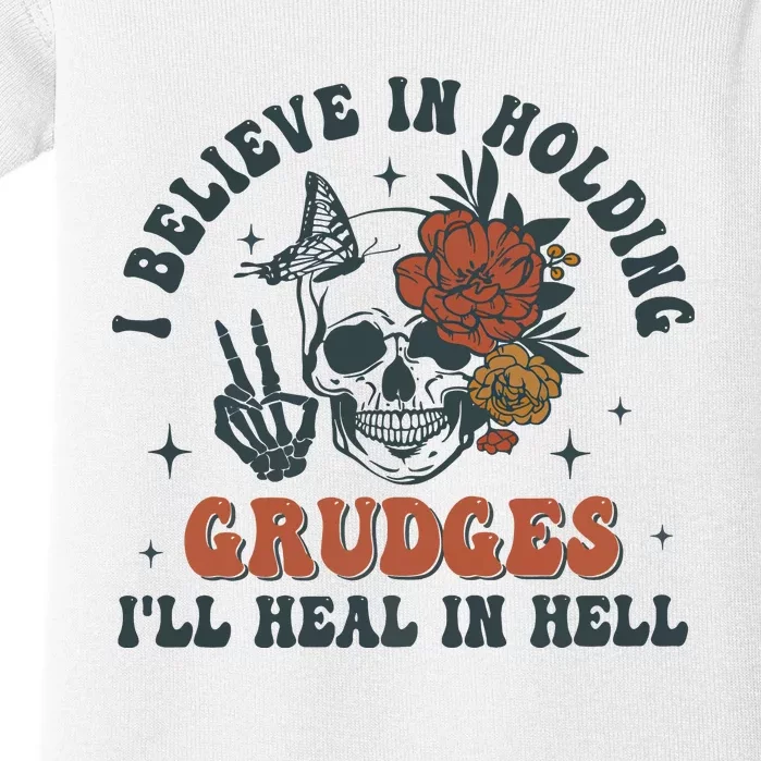 Holding Grudges Floral Skull Baby Bodysuit