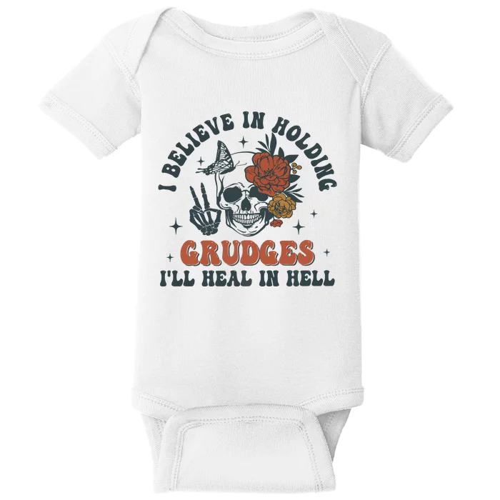 Holding Grudges Floral Skull Baby Bodysuit