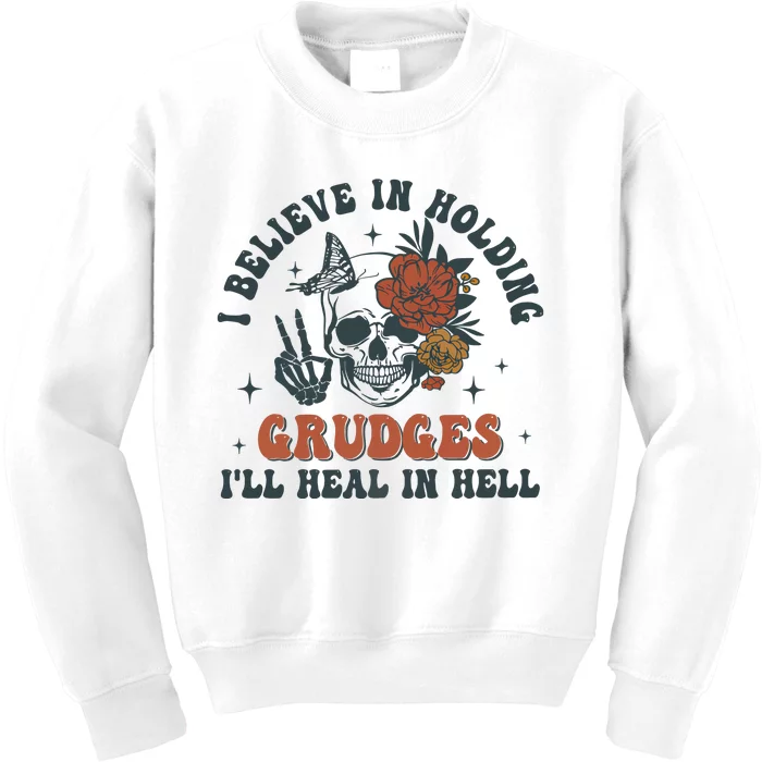 Holding Grudges Floral Skull Kids Sweatshirt