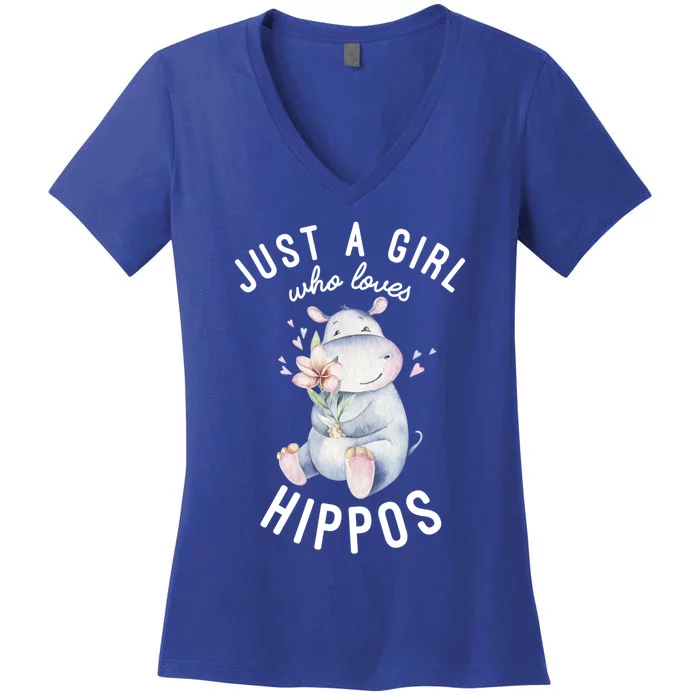 Hippo Gift For Girls Hippo Lover Gift Cute Hippo Cute Gift Women's V-Neck T-Shirt