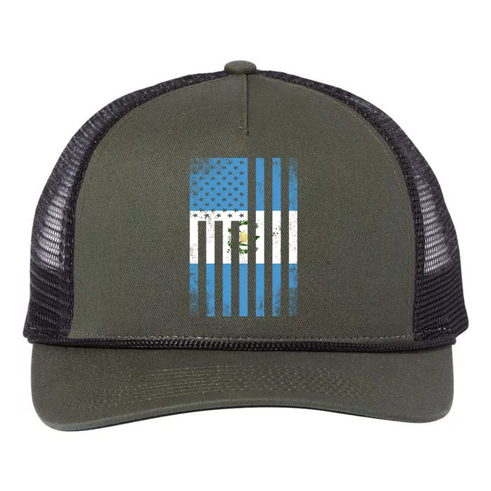 Half Guatemalan Flag Vintage American Inside Me Usa Gift Cute Gift Retro Rope Trucker Hat Cap