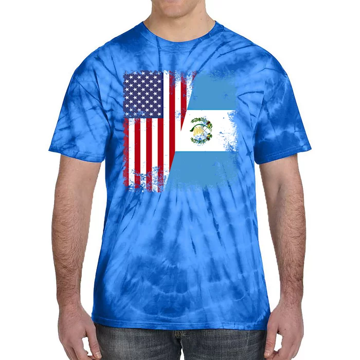 Half Guatemalan Flag Vintage Guatemala Usa Gift Cool Gift Tie-Dye T-Shirt