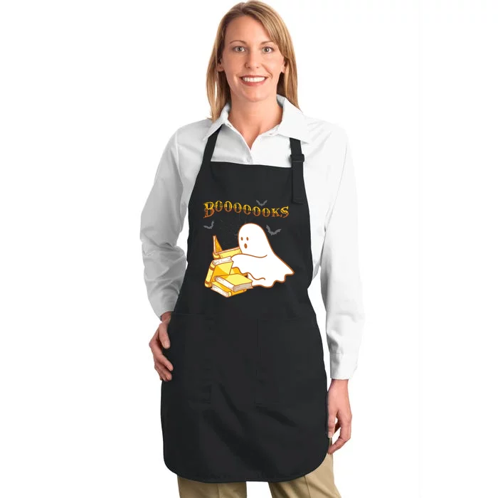 Halloween Gift For Teachers Librarian Funny Ghost Boooooks Full-Length Apron With Pocket