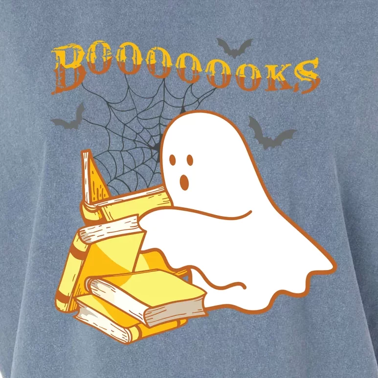 Halloween Gift For Teachers Librarian Funny Ghost Boooooks Garment-Dyed Women's Muscle Tee