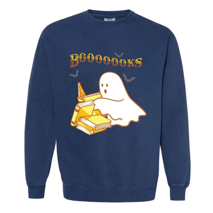 Halloween Gift For Teachers Librarian Funny Ghost Boooooks Garment-Dyed Sweatshirt