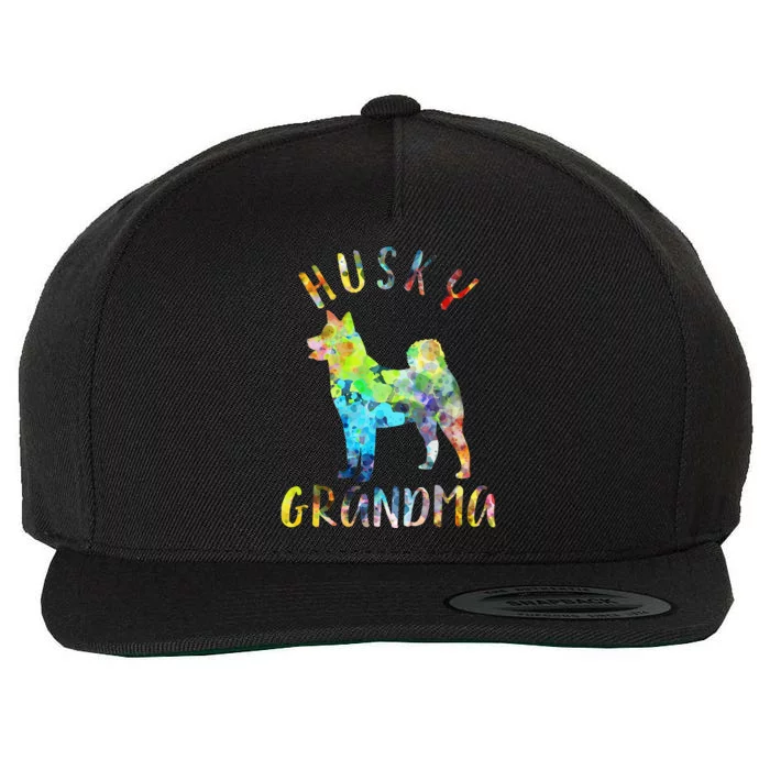 Husky Grandma Funny Siberian Husky Owner Wool Snapback Cap