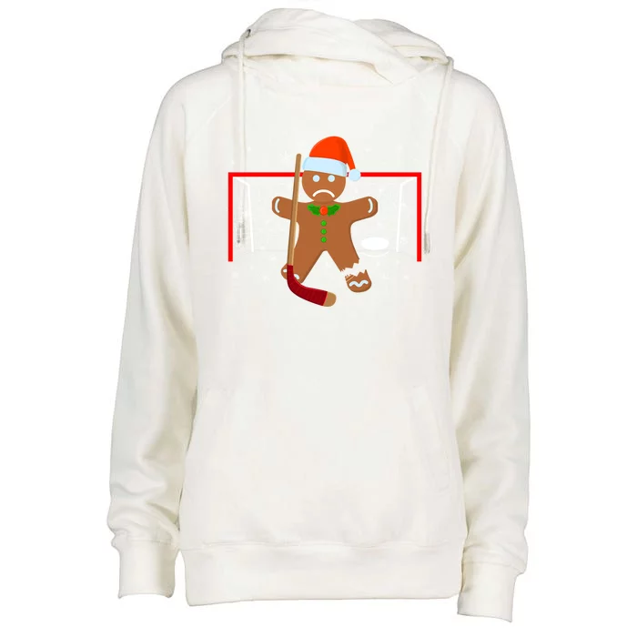 Hockey Goalie Funny Christmas Gift Gingerbread Goalie Gift Womens Funnel Neck Pullover Hood