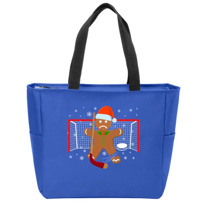 Hockey Goalie Funny Christmas Gift Gingerbread Goalie Gift Zip Tote Bag